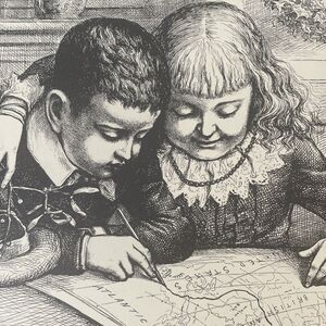 Santa Claus Route Thomas Nast Woodblock Engraved Print 1885 Harper's Weekly Rare
